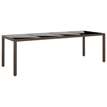 vidaXL Tuintafel met glazen blad poly rattan bruin, Verzenden, Nieuw