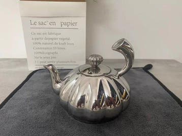 Mirror Fluted Pumpkin Stainless Steel Teapot - Kruik -, Antiek en Kunst