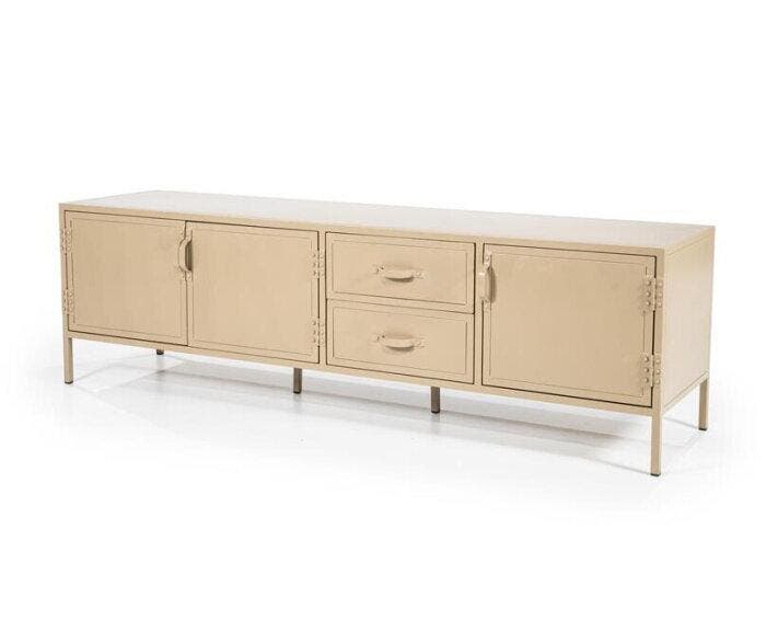 TV meubel Industrieel metaal 185 cm - zand | Eleonora, Huis en Inrichting, Kasten | Televisiemeubels, Nieuw, Ophalen of Verzenden