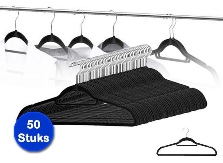 50 Stevige suede kledinghangers - Zwarte kleerhangers, Kleding | Dames, Kledinghangers, Nieuw, Verzenden