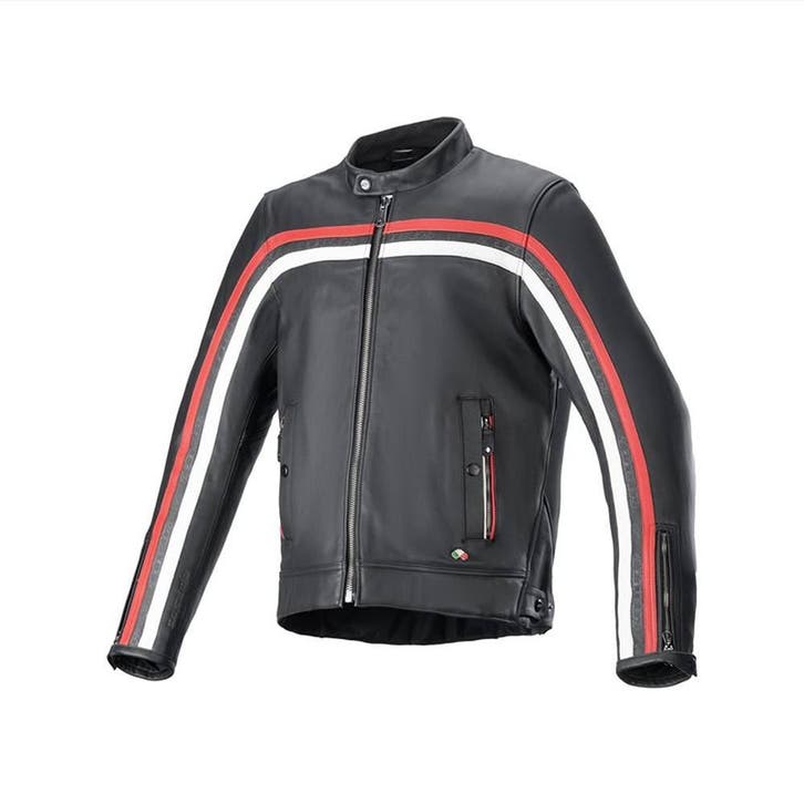 Alpinestars Dyno Leren Jas Zwart Ruby Rood Ecru, Motoren, Kleding | Motorkleding, Heren, Nieuw met kaartje, Jas | leer, Verzenden