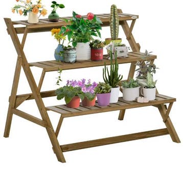 Opvouwbare Houten Plantenstandaard - 3 Etages - 101cm, Tuin en Terras, Verzenden, Nieuw