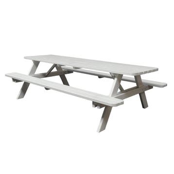 Picknicktafel Deluxe 240 x 70 cm - Wit, Tuin en Terras, Picknicktafels, Verzenden, Nieuw, Hout
