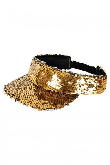 KIMU® Zonneklep Goud Pailletten Pet Gouden Sequin Glitter Op, Ophalen of Verzenden, Nieuw