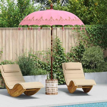 vidaXL Balinese parasol met basis Roze 185 x 185 x 260 cm, Verzenden, Nieuw, 1 tot 2 meter