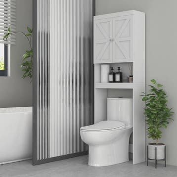 HOMCOM Bovenkast Badkamer Wit - Ruime Opbergkast met 2 Deure, Verzenden, Nieuw