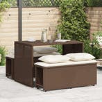 vidaXL 3-delige Tuinset met kussens poly rattan bruin, Verzenden, Nieuw, Rotan, Tuinset