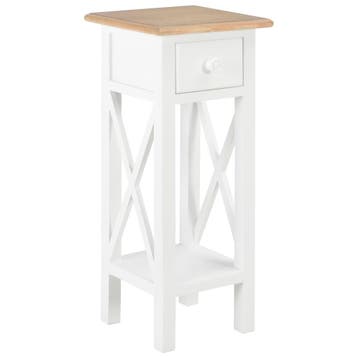 vidaXL Bijzettafel 27x27x65,5 cm hout wit, Huis en Inrichting, Verzenden, Nieuw, Hout