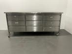 Mobiele RVS werktafel met lades | 2000x700x920mm, Ophalen of Verzenden, Nieuw in verpakking, RVS Meubilair