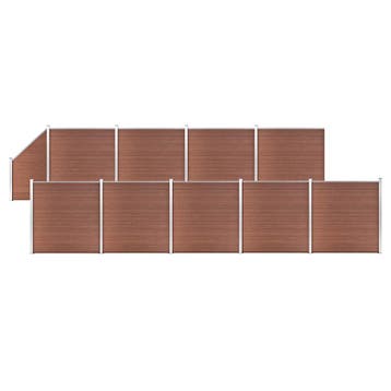 vidaXL Schuttingset 9 vierkant en 1 schuin 1657x186 cm HKC, Tuin en Terras, Schuttingen, Verzenden, Nieuw, Kunststof, 1 tot 2 meter