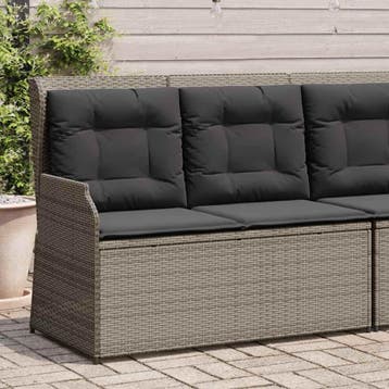 vidaXL Tuinbankje verstelbaar met kussens poly rattan grijs, Tuin en Terras, Tuinsets en Loungesets, Verzenden, Nieuw