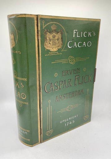 Casper Flicks cacao - Blikken doos - Metaal - Boekvormig, Antiek en Kunst