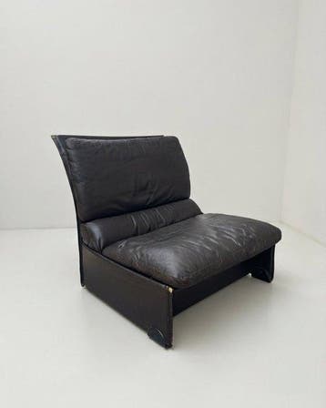 Brunati - Fauteuil - Leder - Lounge Chair, jaren 80