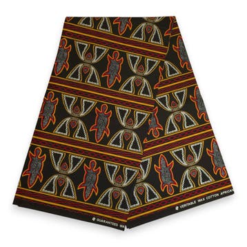 Afrikaanse wax print stof - Zwart Rood Toghu Bamenda Cameroo, Ophalen of Verzenden, Nieuw