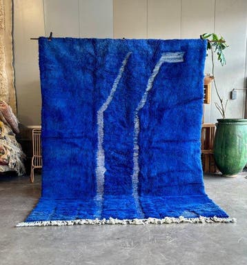 Berberblauw Majorelle wol tapijt, Authentiek Marokkaans, Nieuw