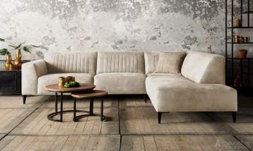 Hoekbank Aspen - hoekbanken - Creme, Nieuw, 150 cm of meer, Leer, 250 tot 300 cm