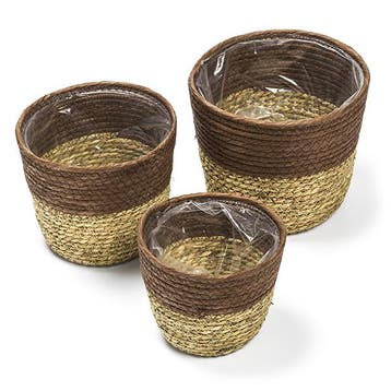 Plantenmand | Decoris | 3 stuks (Zeegras, Binnen, Bruin), Tuin en Terras, Bloempotten, Verzenden, Nieuw