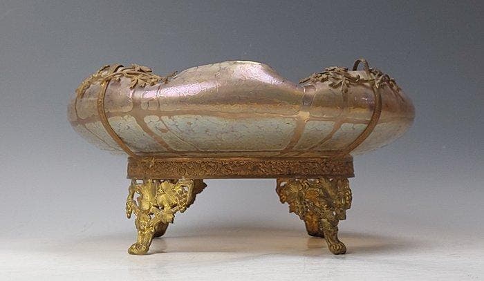 Loetz - Schaal - Glas, Messing - Jugendstil, Antiek en Kunst, Antiek | Glas en Kristal