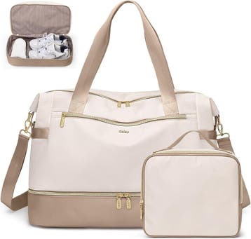 Reistas Dames | Opvouwbaar + Toilettas | Retourdeal OP=OP, 40 tot 60 cm, 20 tot 30 cm, Beige, Ophalen of Verzenden