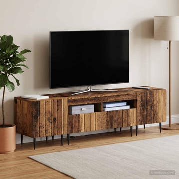 vidaXL 5-delige LED TV-kast Oud hout Bewerkt hout, Minder dan 50 cm, Verzenden, Nieuw, Minder dan 100 cm