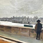 Franse school (XX) - Vue des quais de Seine animés, Paris -