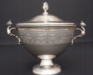 Suikerkom - Italy - Florentine .800 Solid Silver Sugar Bowl