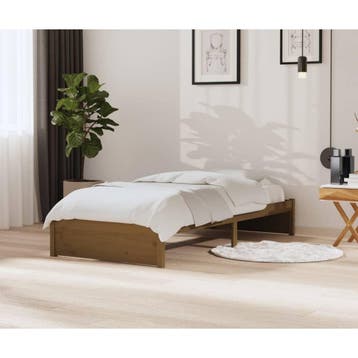 vidaXL Bedframe massief hout honingbruin 90x200 cm, Huis en Inrichting, Slaapkamer | Bedden, 90 cm, Eenpersoons, Bruin, Verzenden