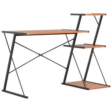 vidaXL Bureau met schap 116x50x93 cm zwart en bruin, Verzenden, Nieuw