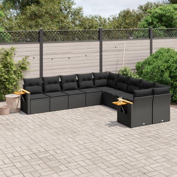 vidaXL Patio Sofa Set 10-zits Black, Verzenden, Nieuw