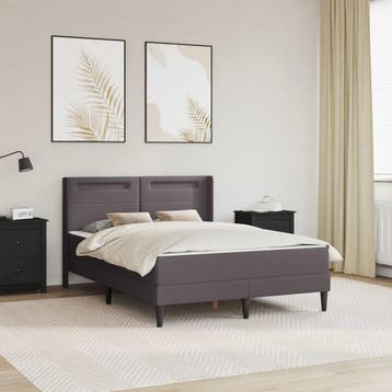 vidaXL Bedframe met matras Grijs 120 x 190 cm Kunstleer, Verzenden, Nieuw, Grijs, Overige materialen
