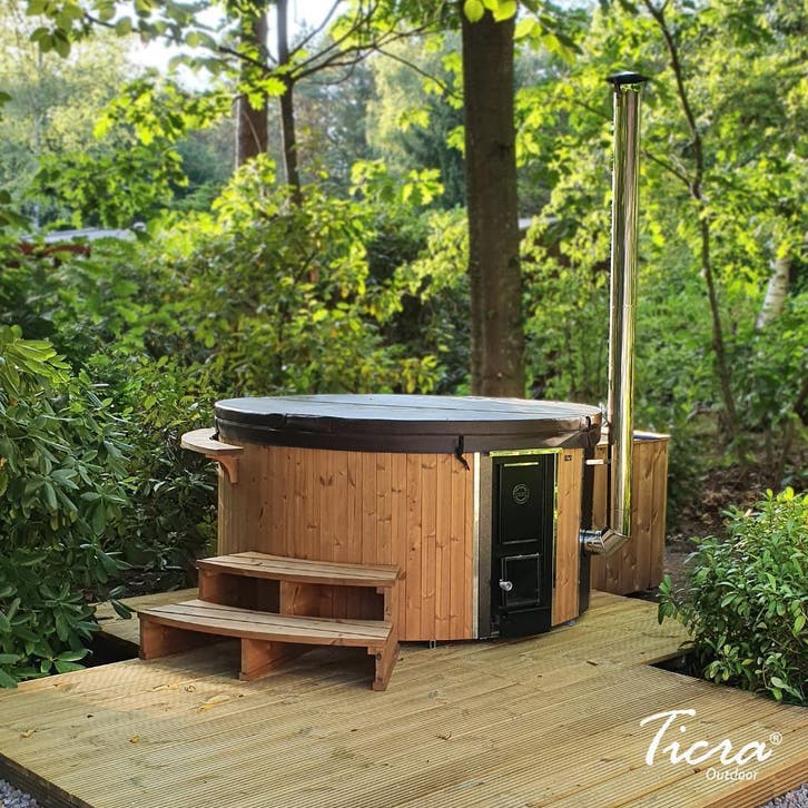 Skargards Hottub | Hout gestookt | Scandinavische hot tubs, Tuin en Terras, Bubbelbaden en Hottubs, Vast, Nieuw, Afdekzeil, Filter