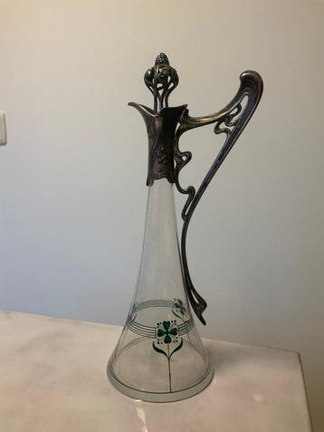 WMF - Karaf - Glas, Tin, Verzilverd - Jugendstil schenkkan
