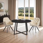 Fluwelen draaistoel Lucia, gestoffeerd - crème, Set van 2, Huis en Inrichting, Stoelen, Verzenden, Nieuw