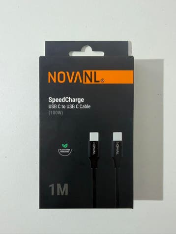 NOVANL SpeedCharge USB C to USB C Cable 100W (1M) Black, USB-C, Verzenden, Nieuw, Universeel