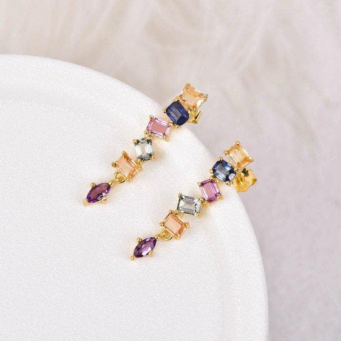 Zonder minimumprijs - Oorbellen Zilver - Gemengde edelstenen, Sieraden, Tassen en Uiterlijk, Oorbellen