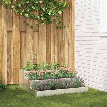 vidaXL Tuin Bloempot Zilver 90 x 90 x 35 cm Roestvrij staal, Verzenden, Nieuw, Metaal, 60 tot 100 cm