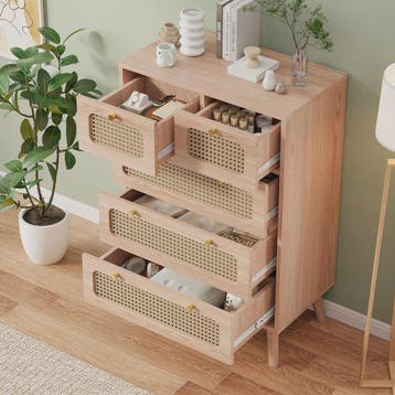 Retro Rotan Ladekast met 5 of 6 Laden - Stijlvolle Opbergkas, Verzenden, Nieuw