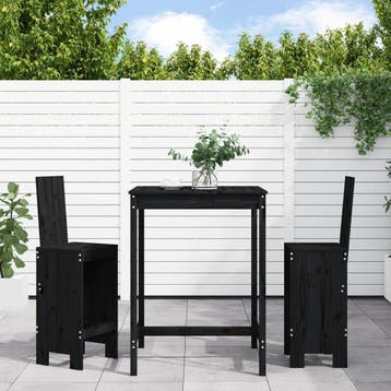 vidaXL 3-delige Tuinbarset massief grenenhout zwart, Tuin en Terras, Verzenden, Nieuw, 3 zitplaatsen
