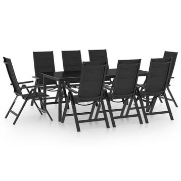 vidaXL 9-delige Tuinset aluminium antracietkleurig, Verzenden, 8 zitplaatsen, Tuinset, Nieuw