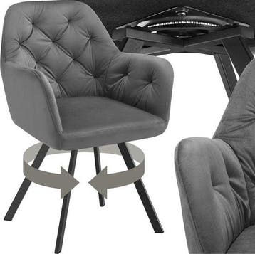 2dekans | tectake® Draaistoel Fluweellook – Eetkamerstoel, Ophalen of Verzenden, Gebruikt