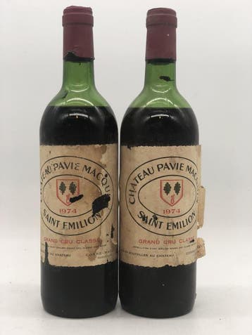 2 x Chateau Pavie Macquin AOC St.Emilion GC 1974 (Bordeaux), Verzamelen, Wijnen, Ophalen of Verzenden, Nieuw, Frankrijk, Rode wijn