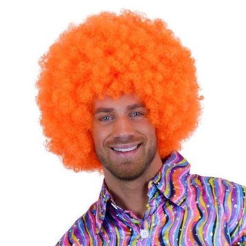 Super Afro Pruik feloranje, Verzenden, Nieuw, Feestartikel