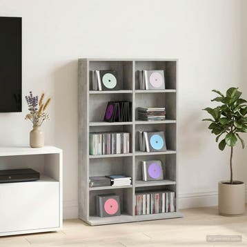 vidaXL CD Kast Betongrijs 65 x 23,5 x 97,5 cm Bewerkt hout, Verzenden, Nieuw