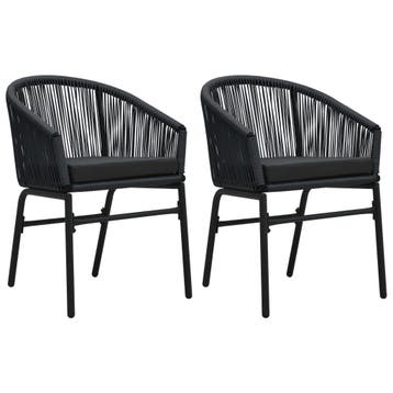 vidaXL Tuinstoelen 2 st PE-rattan zwart, Tuin en Terras, Tuinstoelen, Verzenden, Nieuw