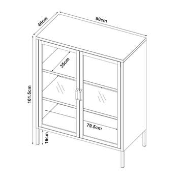 [en.casa] Vitrinekast Fauske 101,5x80x40 cm zwart, Verzenden, Nieuw