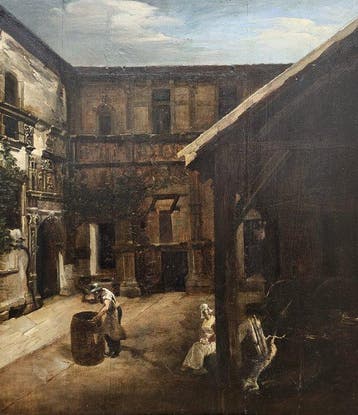 European School (XVIII) - Courtyard With Genre Figures