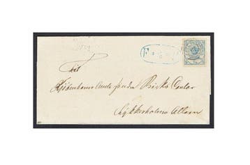 Denemarken 1864 - Wapen 2s Blauwe coverring 34 København., Gestempeld