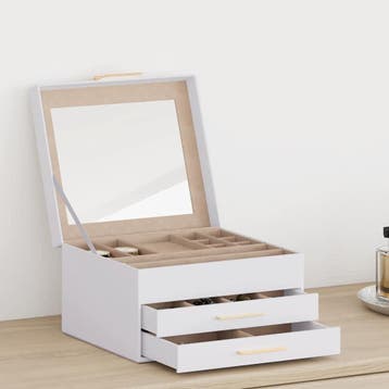 vidaXL Sieradendoosje 3-laags 23x20,5x14 cm wit, Verzenden, Nieuw