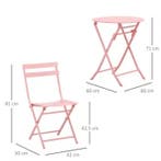 Nieuwe Opvouwbare Roze Bistroset – 3-Delige Balkonset voor 2, Tuin en Terras, Tuinsets en Loungesets, Verzenden, Nieuw, Stoel