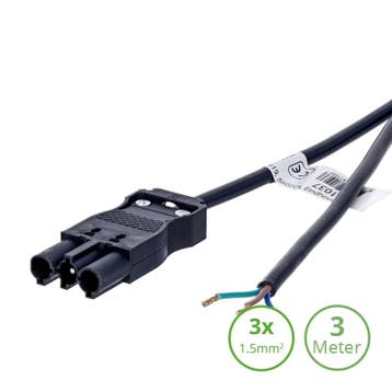 3-SWP AANSLUITSNOER MALE | 3.0 METER | 3×1.5mm², Nieuw